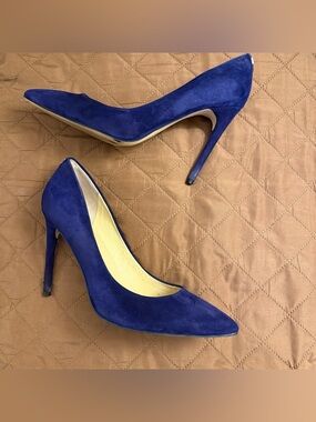 Designer Suede Stiletto Heels | Blue/Purple | 4” Heel | Size 9